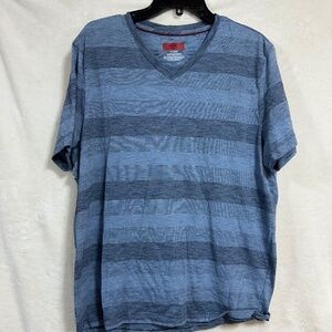 Alfani Men's T-Shirt XL Blue Small Striped Short Sleeve Cotton